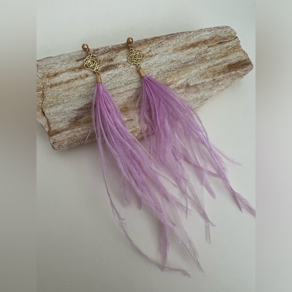 Long Dangle Pink Feather Hippie Chic Earrings - Flirty Boho Chic Earrings - Picture 6 of 15